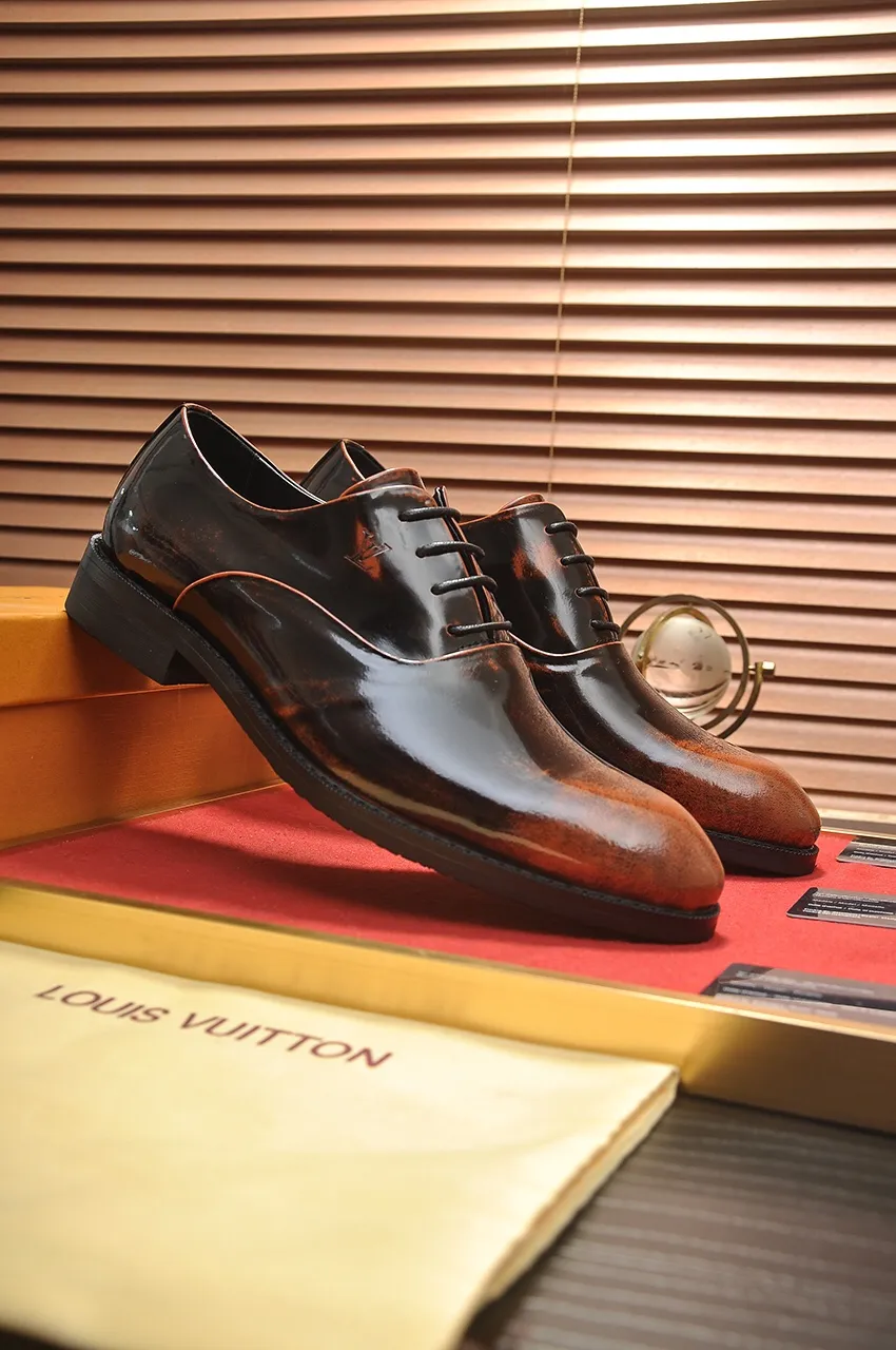 Men's shoes💰460💶【LOUIS VUITTON】(sheepskin lining) new cowhide LV formal shoes🎩🎩❗️🆘made one to one at the counter🎩original quality, imported cowhide upper➕full sheepskin lining➕original rubber outsole, {high quality visible}👣Size: 38-45 (45 custom-made)
